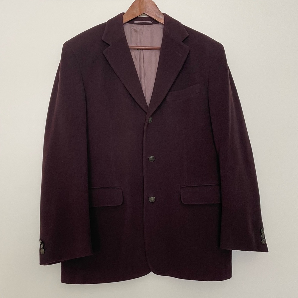 Boulevard Club Wool Cashmere Blazer 38R Medium Plum Made in Canada Vintage